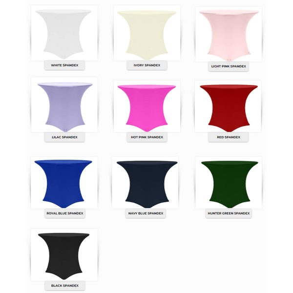 Spandex Cocktail Table Cover — party rental in Miami