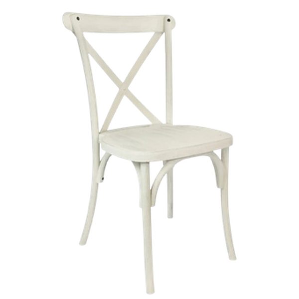 White Vintage Crossback Chair — party rental in Miami