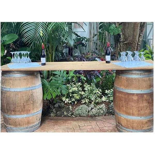 Wine Barrel Bar 8' x 40" — party rental in Miami